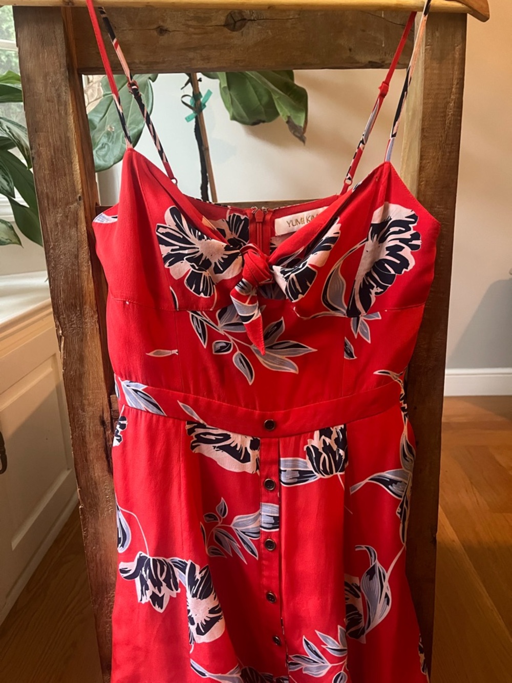 Yumi Kim Red, Navy & White Floral Tie-Front Dress